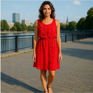 Emma & Michele Sleeveless Tiered Ruffle Dress Red Size 6